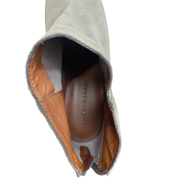 Lucky Brand Bremma Women's Ankle Bootie 11 Tan Khaki Leather Boots 1" Block Heel - Picture 4 of 9